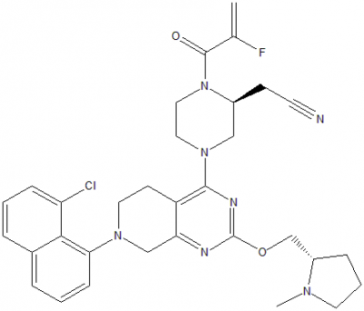 (2S)-4-[7-(8-氯-1-萘)-5,6,7,8-四氢-2-[[((2S)-1-甲基-2-吡咯烷Chemicalbook基]甲氧基]吡啶基[3,4-d]嘧啶-4-基]-1-(2-氟-1-氧代-2-丙烯-1-基)-2-哌嗪乙腈